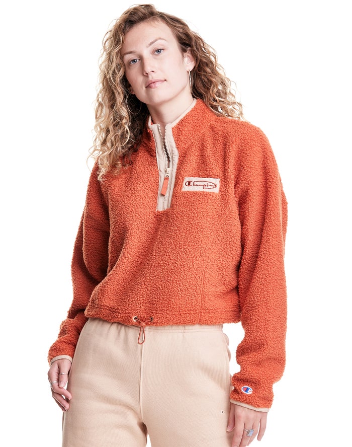 Champion Womens Sweatshirt NZ - Mixed Media Pullover Coral ( 1589-WEOXL )